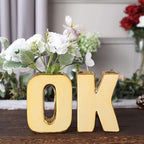 Efavormart 6" Shiny Gold Plated Ceramic Letter O Sculpture Flower Vase, Bud Planter Pot Table Centerpiece