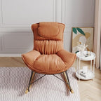 Leisure Single Sofa Rocker, Upgraded Breathable Glider with Removable Washable Seat Pad, Light Luxury Accent Chair for Bedroom Living Room & Small Space, Brown