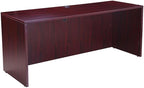 Boss Office Products Holland 71" Executive Desk and Credenza with Dual File Storage Pedestal and Hutch, Mahogany