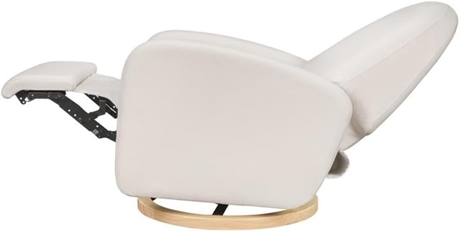 Babyletto Nami Electronic Power Recliner & Swivel Glider with USB Port in Performance Cream Eco-Weave with Light Wood Base,Water Repellent & Stain Resistant,Greenguard Gold and CertiPUR-US Certified