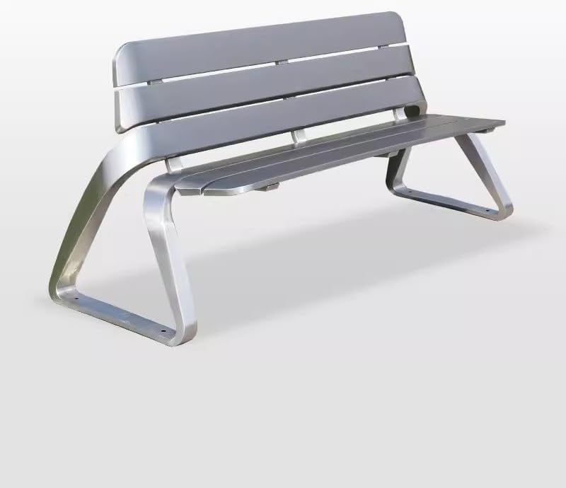 Outdoor Bench,Stainless Steel Seat Community Double Back Garden Square Chair Benches for Outdoors
