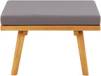 Solid Acacia Wood Footrest with Cushion for Garden Patio, Garden Ottoman Stool, 23.6x23.6x11.4 Inches