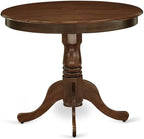East West Furniture ANT-AWA-TP Antique Modern Kitchen Table - a Round Dining Table Top with Pedestal Base, 36x36 Inch, Walnut