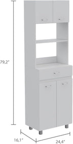Pembrooke 2-Shelf 1-Drawer Microwave Storage Cabinet - White