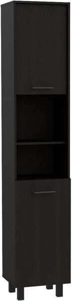 2-Door Pantry Cabinet, with Two 2-Cabinet Spaces and Two Open Shelves