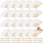 28pcs White Paper Folding Hand Fans,8.3 Inch Bulk Paper Fans Foldable Handheld Fan for Women, Wedding Party Favors, DIY Crafts, Photography Props