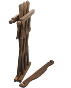 Dark Oak Medieval Viking Folding Chair with Backrest & Armrests, Rustic Solid Wood Portable Foldable Seat for Outdoor & Indoor Use