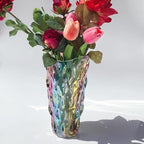 Unbreakable Flower Glass Vase 3.5lb 9.5inch Sparkle vase Bohemian Style, for Centerpieces,Kitchen,Office, Living Room,Wedding,Perfect Home Decor Glass Vase (Sparkle Color)