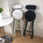 Portable Folding Bar Stool with Backrest, Round Padded Adult Kitchen Folding Chair, Tall Folding Chair, Counter Height Folding Stool for Home, Office (Color : White, Size : Short 55cm/22in)