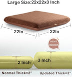 Sigmat Recliner Cushion for Elderly with Memory Foam 22x22x3 Inches Large Square Seat Cushion for Recliner Chair, Floor Pillow, Truck Seat Cushion Coffee