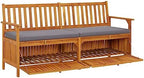 Solid Acacia Wood Storage Bench, 67 Inch Large Outdoor Patio Seating with Thick Cushion, 3-Person Rectangular Garden Bench for Deck, Backyard and Indoor Living Room, Matte Black