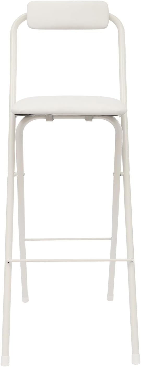 Portable Folding Chair, Stool, Bar Chair: 75cm Seat Height, White Color. Easy to Fold and Carry. Perfect for Home or Outdoor.