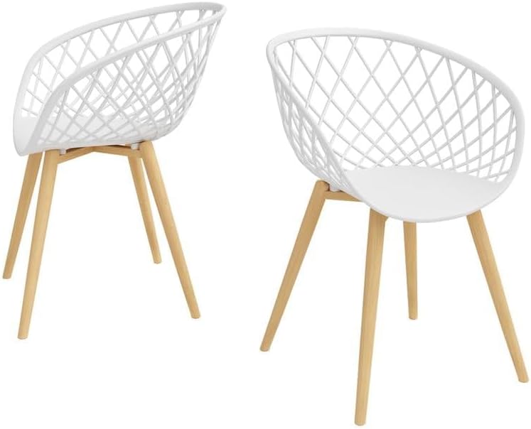 Jamesdar, Kurv Mini Kids Chair Set of 2, Indoor/Outdoor, 50Lbs Capacity, Polypropylene, Steel, White/Natural