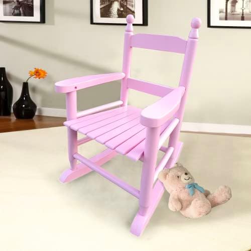 Modern Classic Toddler Rocker Chairs, Indoor & Outdoor Kids Rocking Chair for Children Ages 3-6, Solid Wood Children's Rocking Chair Suitable for Patio, Garden, Playroom, Balcony,Light Pink