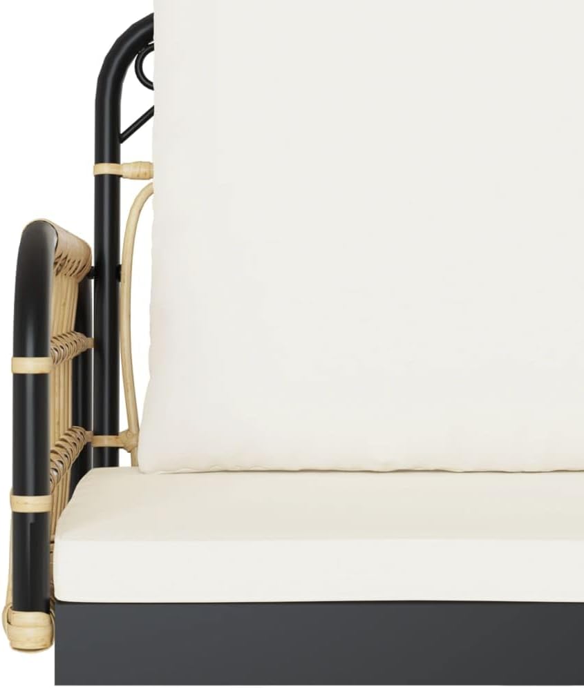 Swing Bench Brown, Black, Cream White PE Rattan, Powder-Coated Steel,Outdoor Swing Bench with Comfortable Cushions for Garden or Patio Patio Furniture