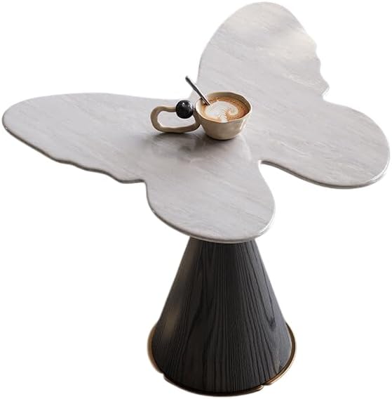 Modern Butterfly Side Table – Natural Marble Accent End Table with Sculptural Walnut Base for Living Room, Bedroom & Luxury Home Decor