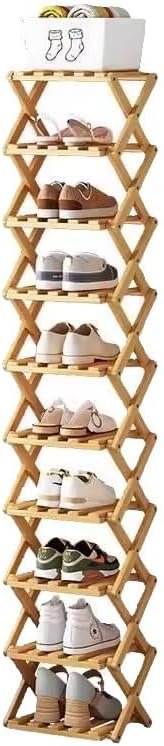 Foldable Narrow Shoe Rack Multi-Layer Storage Cabinet Space-Saving Design for Home Dormitory Rental Room