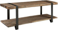 Modesto 48-Inch Solid Wood Entryway Bench with Storage Shelf – Rustic Natural Finish with Black Metal Legs and Strap Accent – Farmhouse Accent Bench for Entryway or Dining Room by Alaterre Furniture