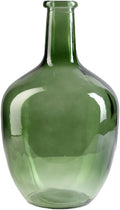 Serene Spaces Living Green Bottleneck Glass Vase, Vintage Floor Vase, Long-Stemmed Floral Container, Decorative Centerpiece for Coffee Table, Office, Wedding, 7.48" Diameter & 12" Tall, Set of 4
