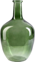 Serene Spaces Living Green Bottleneck Glass Vase, Vintage Floor Vase, Long-Stemmed Floral Container, Decorative Centerpiece for Coffee Table, Office, Wedding, 7.48" Diameter & 12" Tall, Set of 4