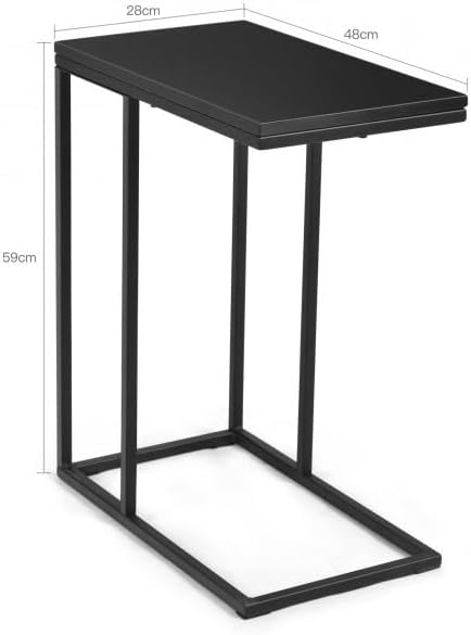 Minimalist C-Shaped End Table – 20.5x15.7x23.6in, Load-Stable Steel & MDF Construction, Protective Floor Feet, Easy-Clean Surface