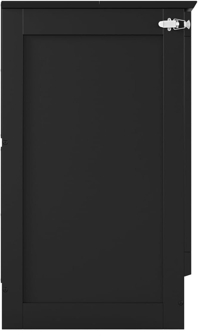 AFI, Charleston Queen Wood Murphy Bed Chest with 6" Mattress, Black