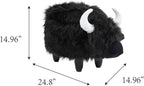Pemberly Row Harry the Cow Storage Ottoman, Black Faux Fur Upholstery, Wood Frame, Hidden Storage, 14.96" W x 24.8" D x 14.56" H, Kids' Room, Playroom, or Living Room Furniture