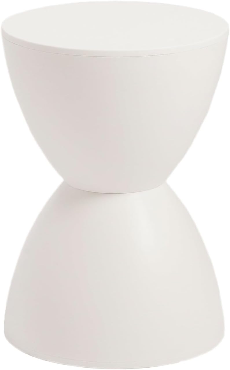 HomeRoots 17" White Heavy Duty Plastic Round Pedestal End Table