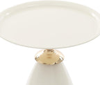 Small Drink Pedestal End Table, Modern Round Metal Pedestal Accent Tables, 15.35x221.65in Bullet Head Shaped Side Table for Living Room, Bedroom, Stable Base (Creamy White)