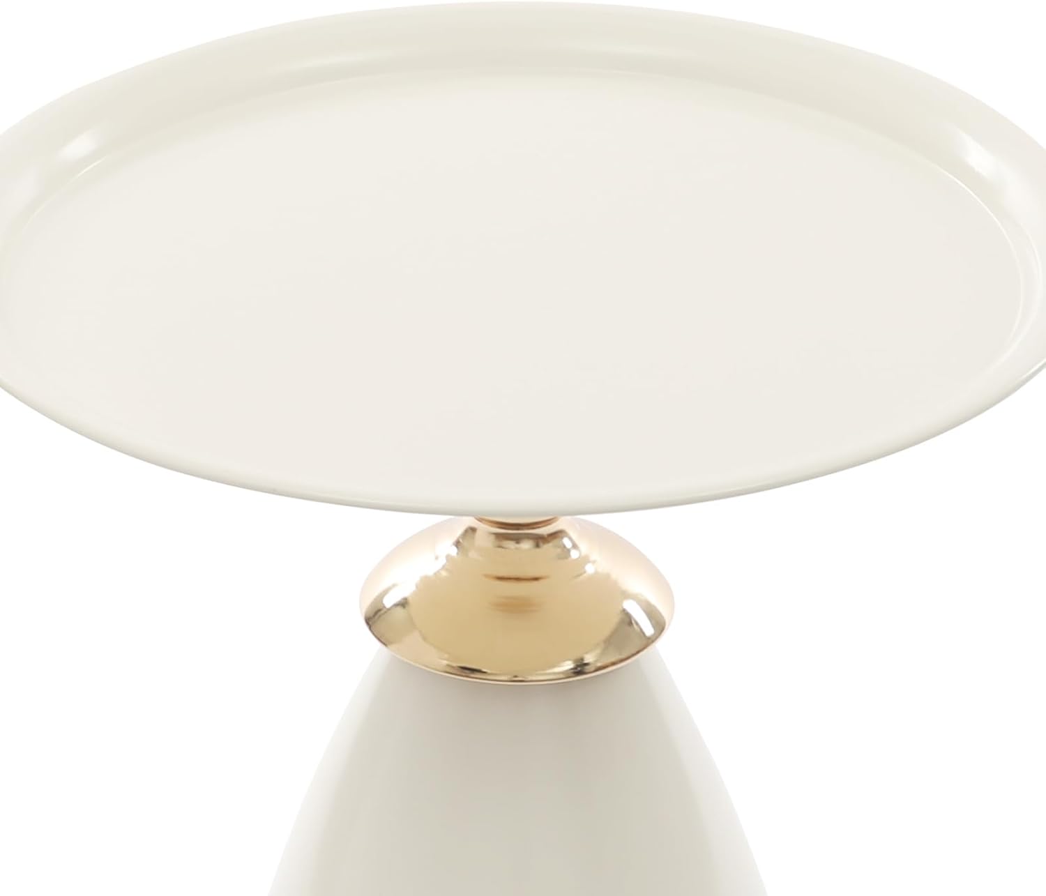 Small Drink Pedestal End Table, Modern Round Metal Pedestal Accent Tables, 15.35x221.65in Bullet Head Shaped Side Table for Living Room, Bedroom, Stable Base (Creamy White)