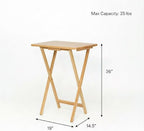 Rubberwood Folding Tray Table, 19" x 14.5" x 26" Lightweight Portable Side Table for Dining, Laptop, Work & Small Spaces, 25 Lbs Capacity