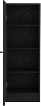 47" H Kitchen Pantry Cabinet Storage with 1 Door and 4 Shelves, Wooden Cupboard Credenza Bufffet Cabinet for Kitchen, Dining Room, Living Room, Black