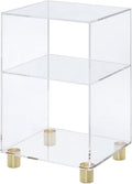 Pure Decor Lucite and Acrylic End Table w/ 4 Gold Legs in Clear