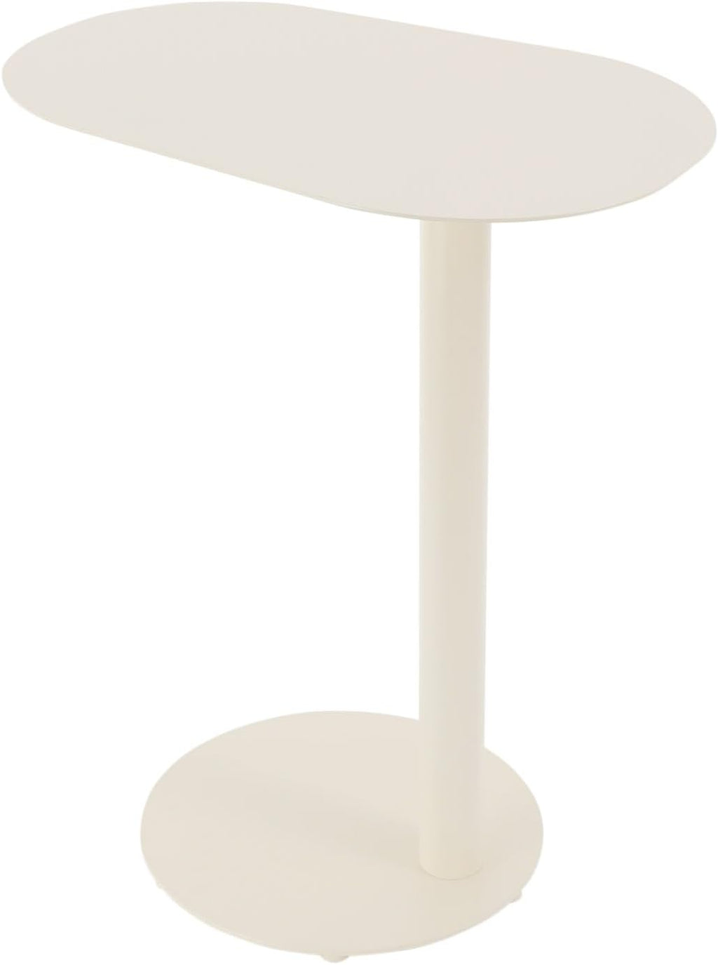 C-Shaped Side Table, End Table for Couch & Sofa Side Table - 25''H Metal C-Table with Round Base, Slide Under Accent Table for Living Room, Bedroom, Office, Small Spaces (Cream Color)