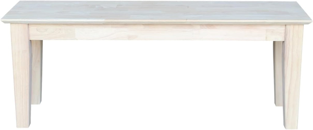 International Concepts Shaker Style Bench, 47-Inch Wide, Solid Parawood, Unfinished