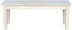International Concepts Shaker Style Bench, 47-Inch Wide, Solid Parawood, Unfinished