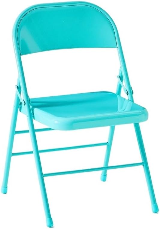 Folding Chair with Padded Curved Backrest Portable Folding Chair for Home Office Parties Lightweight Easy Storage(Blue1)
