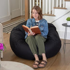 Flash Furniture Duncan Oversized Solid Black Bean Bag Chair for Kids and Adults