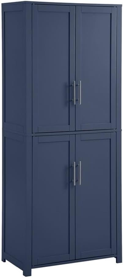 MAKLAINE Modern Traditional MDF Wood Kitchen Storage Pantry, 67" H x 28" W x 15" D, Navy Finish, Shaker-Style Doors, Adjustable Shelving, Modular Design for Home Organization, Linen Cabinet or Coffee
