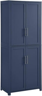 MAKLAINE Modern Traditional MDF Wood Kitchen Storage Pantry, 67" H x 28" W x 15" D, Navy Finish, Shaker-Style Doors, Adjustable Shelving, Modular Design for Home Organization, Linen Cabinet or Coffee