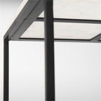 Pemberly Row Square White Marble and Black Metal End Table, 18 in x 18 in x 20 in, Raised Edges, Matte Black Base, Elegant Side Table for Living Room or Bedroom Decor