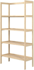 Pemberly Row Modern Solid Wood 4-Shelves Folding Bookcase/Pantry in Unfinished