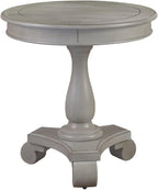 Antique Round End Table, Living Room Sofa Side Wood Table, Gray