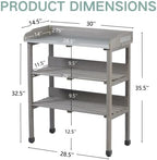 Multi-Functional Patio Storage Cabinet, 3-Tier Outdoor Potting Bench with Adjustable Support Feet & Tool Hooks,for Indoor Outdoor Multipurpose Use,Grey