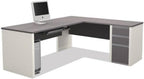 BOWERY HILL L-Shaped Computer Desk, Sandstone Finish, Manufactured Wood and Laminate, 71 in W x 82 in D, Commercial Grade Workstation with File Drawers and Keyboard Shelf, Reversible Return for Home