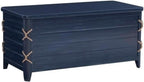 Linon Zana Cedar Lined Storage Chest with Rope Detail in Blue Distressed Wood