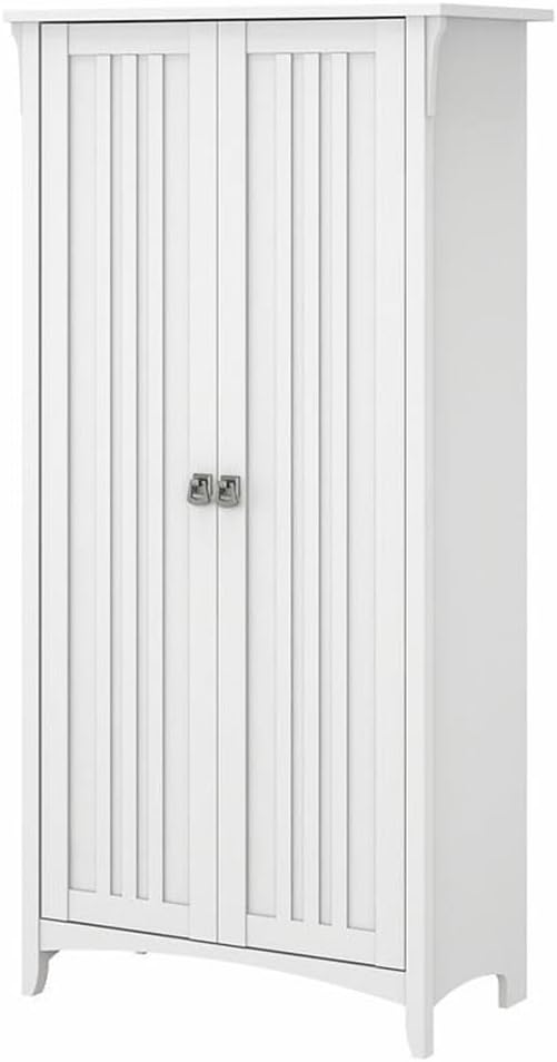 Bush Furniture Salinas Kitchen Pantry Cabinet with Doors in Pure White