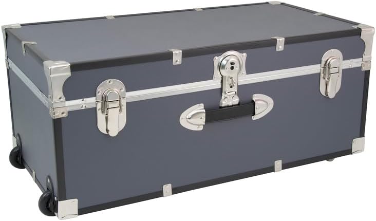 Maykoosh 30 Inch Rolling Storage Trunk with Wheels & Lock - Portable Chest Slate Gray