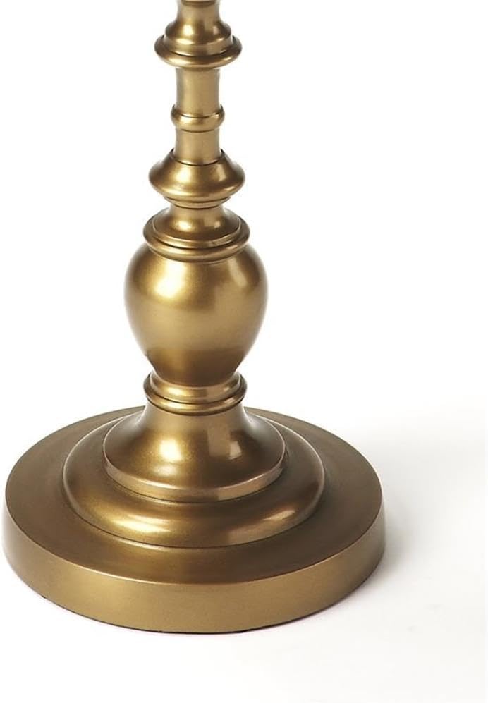 Beaumont Lane Transitional Metal Pedestal Side Table, 10" Round Top, Antique Gold Finish, Durable Aluminum Construction, Glamorous Accent for Living Room or Small Spaces, 22.5" Tall