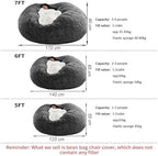 HDMLDP Bean Bag Chair Cover for Adults Kids Comfy Fluffy Giant Round Beanbag Cover Floor Chair Cover for Stuffed Animals Storage, 7FT, Black